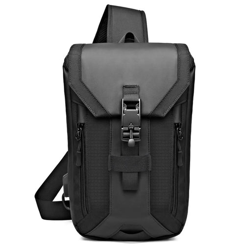 OZUKO 9334 Oxford Cloth USB Port Men's Chest Bag Travel Crossbody Bag Daypack - Black - 1