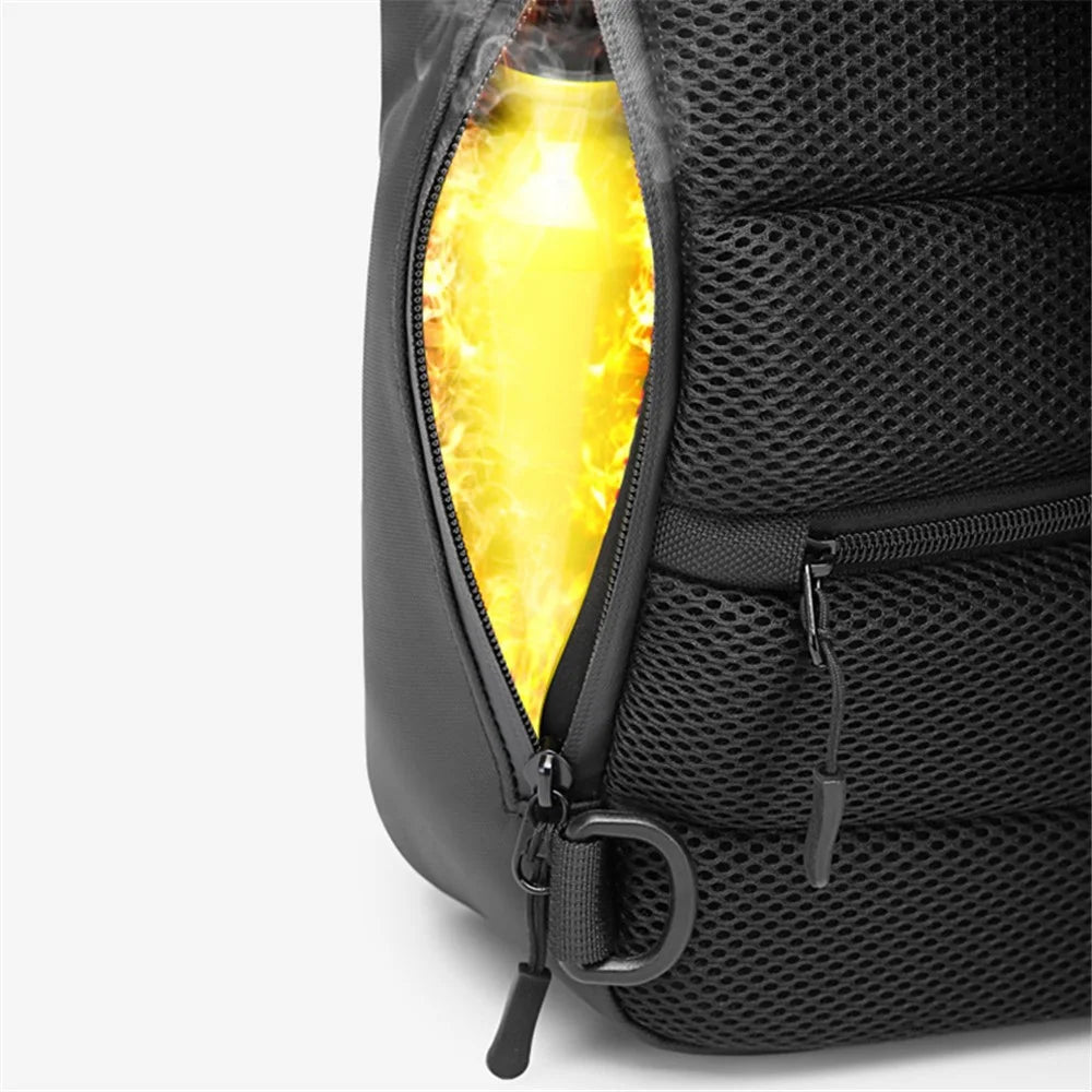 OZUKO 9334 Oxford Cloth USB Port Men's Chest Bag Travel Crossbody Bag Daypack - Black - 3