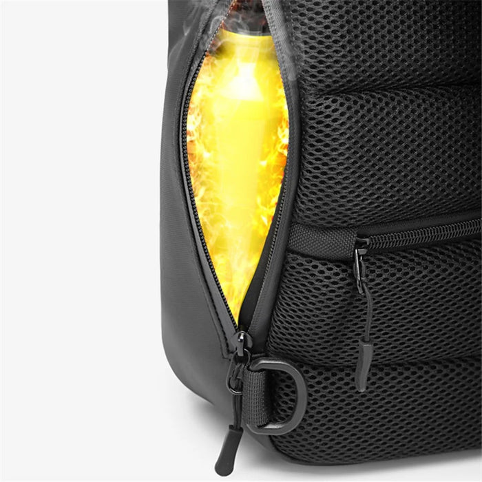 OZUKO 9334 Oxford Cloth USB Port Men's Chest Bag Travel Crossbody Bag Daypack - Black - 3