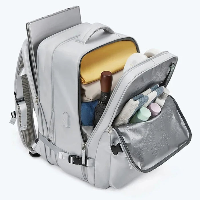 2023 Expandable Carry-On Luggage Travel Backpack Weekender Bag with USB Port - Light Grey - 2