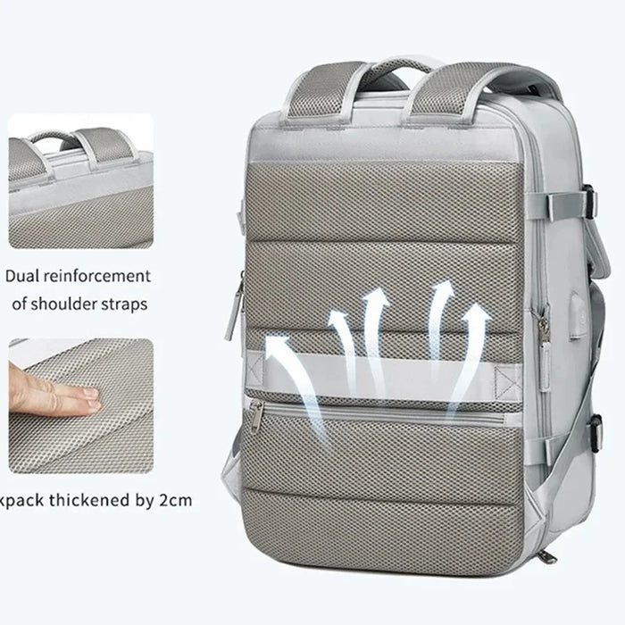 2023 Expandable Carry-On Luggage Travel Backpack Weekender Bag with USB Port - Light Grey - 7