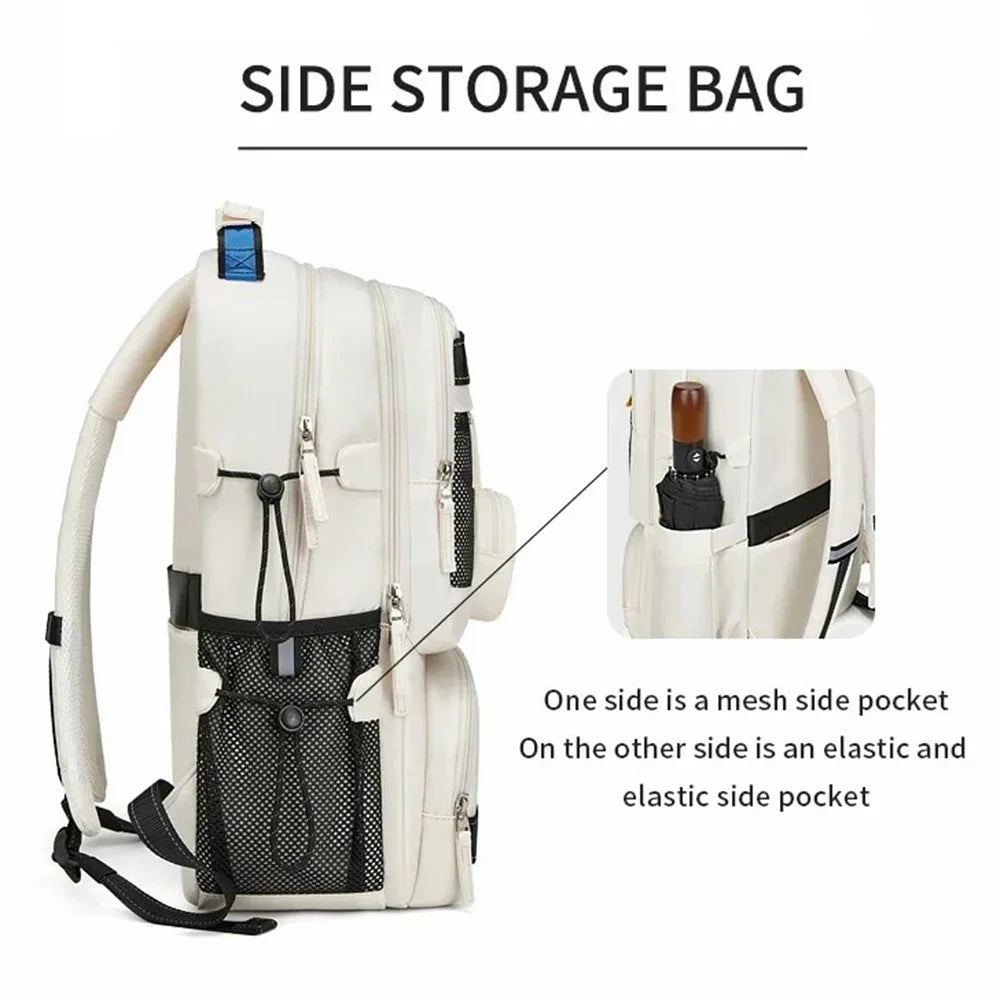 2287 Men's Travel Backpack Nylon Dual Shoulders Bag Large Laptop Bag - Beige - 3