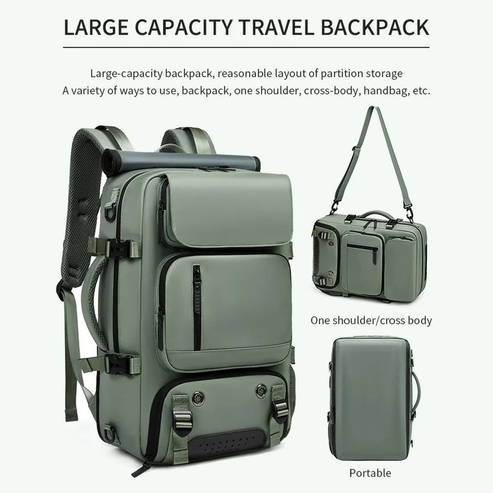 OUTWALK Men's Backpack Business Briefcase Crossbody Bag Large Messenger Bag - Army Green - 3