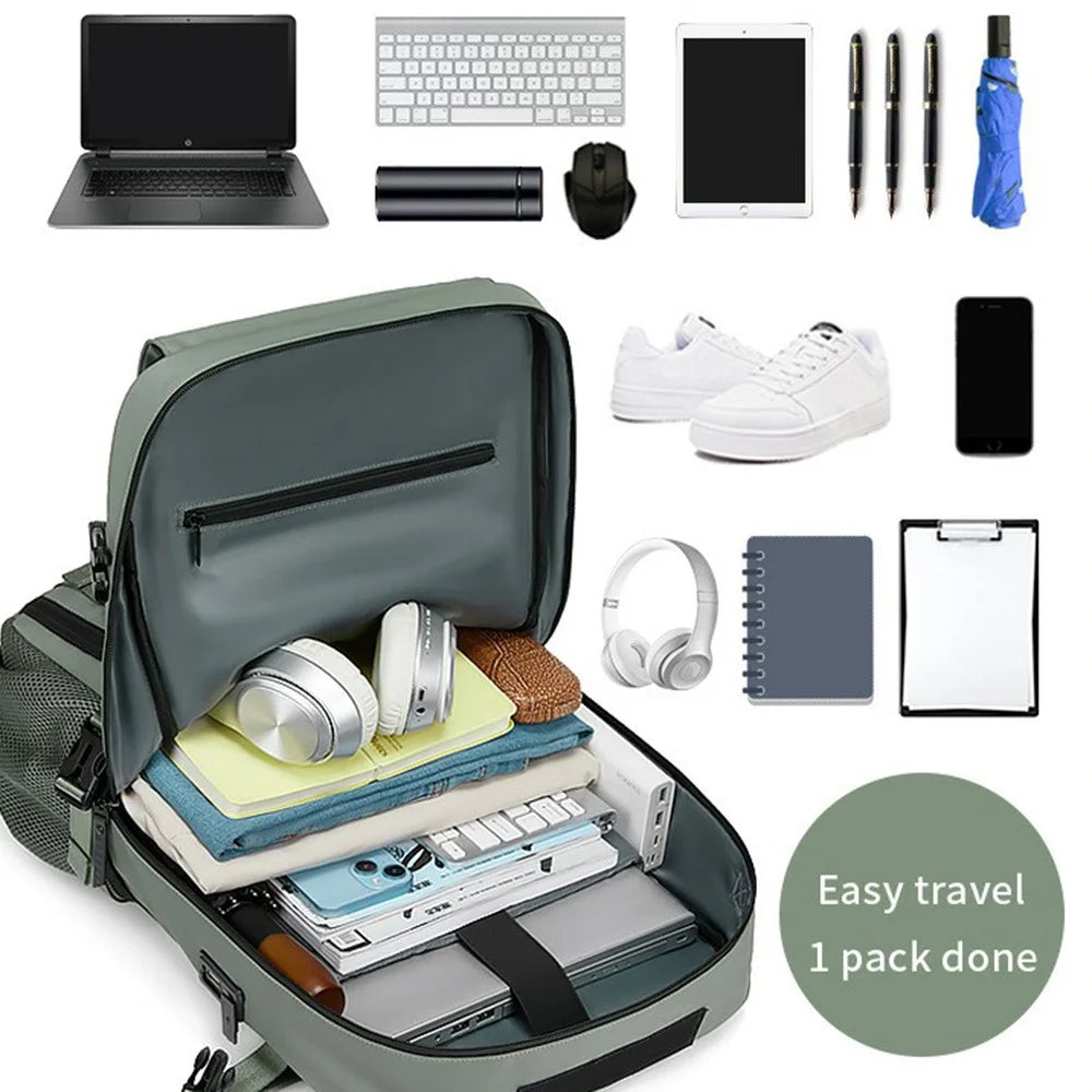 OUTWALK Men's Backpack Business Briefcase Crossbody Bag Large Messenger Bag - Army Green - 4