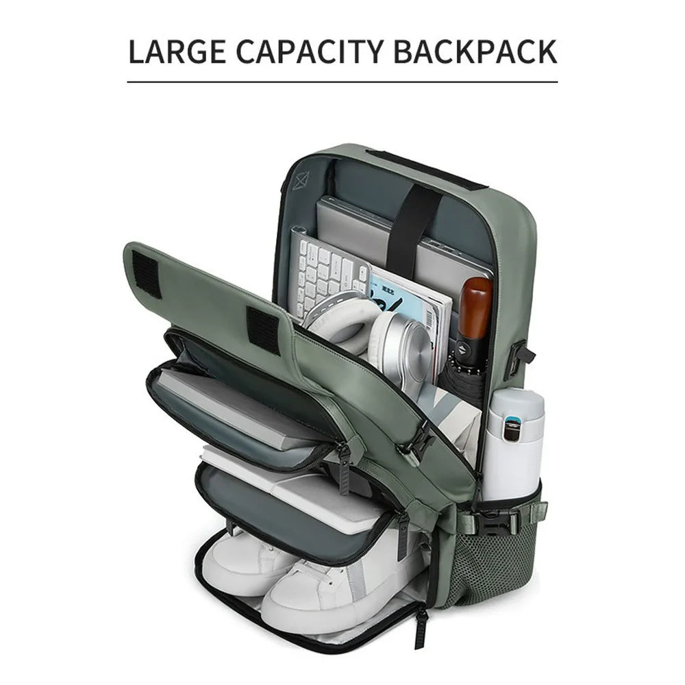 OUTWALK Men's Backpack Business Briefcase Crossbody Bag Large Messenger Bag - Army Green - 5