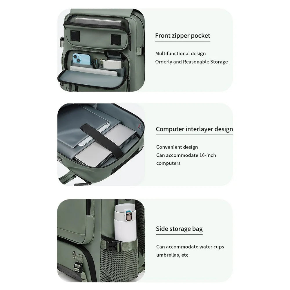 OUTWALK Men's Backpack Business Briefcase Crossbody Bag Large Messenger Bag - Army Green - 6