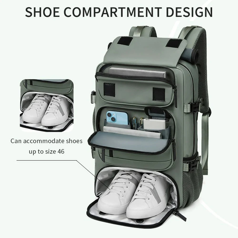 OUTWALK Men's Backpack Business Briefcase Crossbody Bag Large Messenger Bag - Army Green - 7