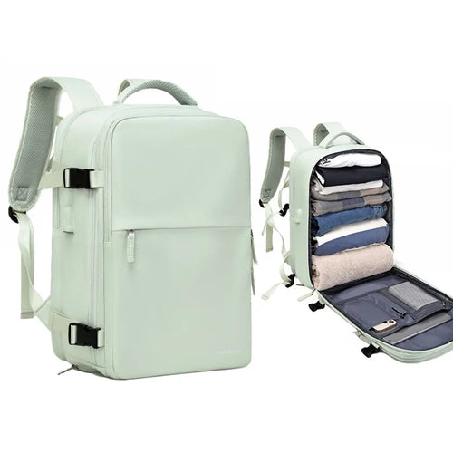 VICTORIATOURIST V7056 Polyester Travel Backpack Dual Shoulder Laptop Bag with USB Port - Light Green - 1