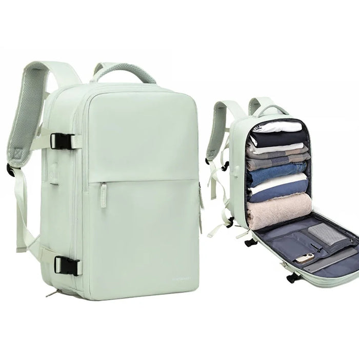 VICTORIATOURIST V7056 Polyester Travel Backpack Dual Shoulder Laptop Bag with USB Port - Light Green - 1