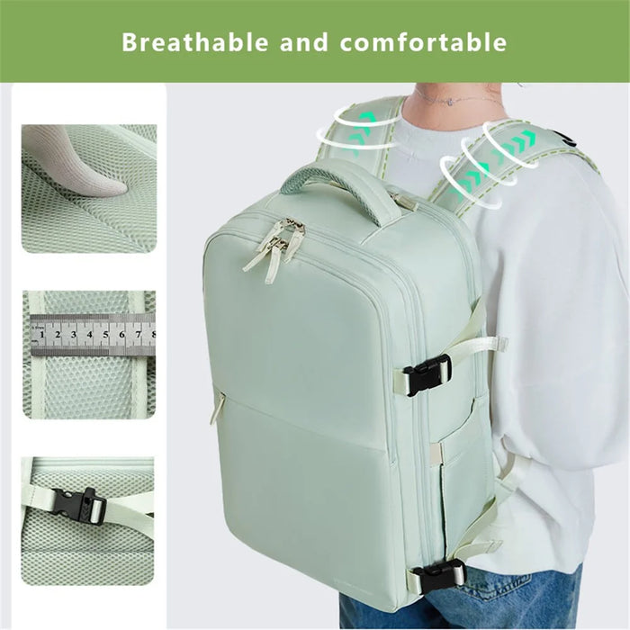VICTORIATOURIST V7056 Polyester Travel Backpack Dual Shoulder Laptop Bag with USB Port - Light Green - 3