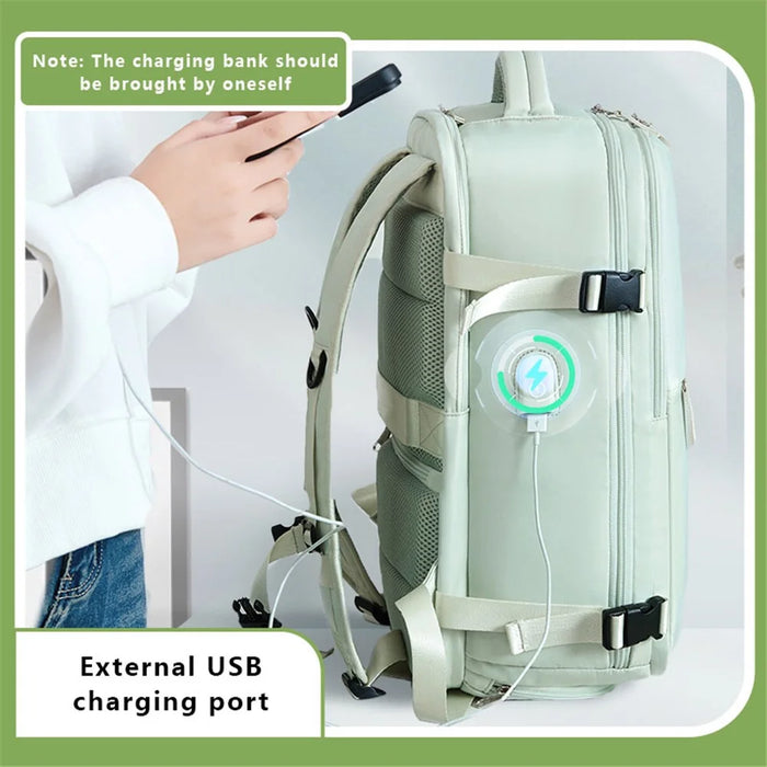 VICTORIATOURIST V7056 Polyester Travel Backpack Dual Shoulder Laptop Bag with USB Port - Light Green - 5