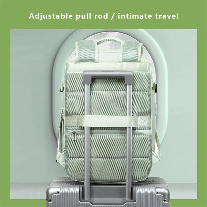 VICTORIATOURIST V7056 Polyester Travel Backpack Dual Shoulder Laptop Bag with USB Port - Light Green - 6
