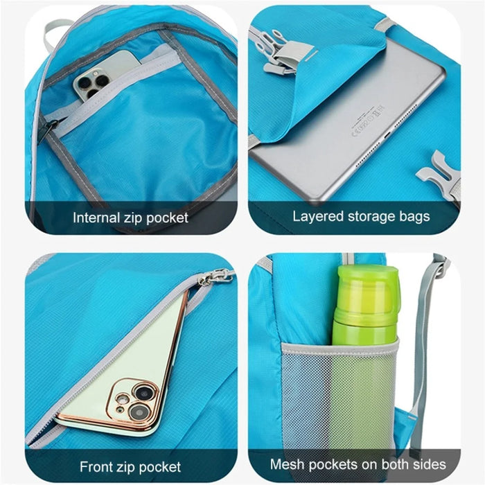 HAWEEL HWL7031 Outdoor Ultra-light Foldable Rucksack Climbing Hiking Waterproof Polyester Backpack - Blue - 3