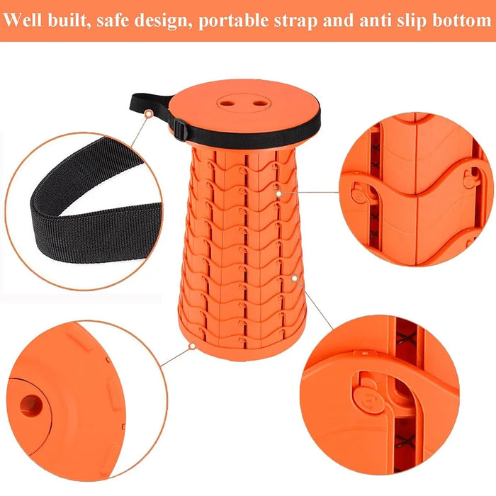 Outdoor Camping Fishing Folding Stool Portable Telescopic Chair with Shoulder Strap - Orange - 3