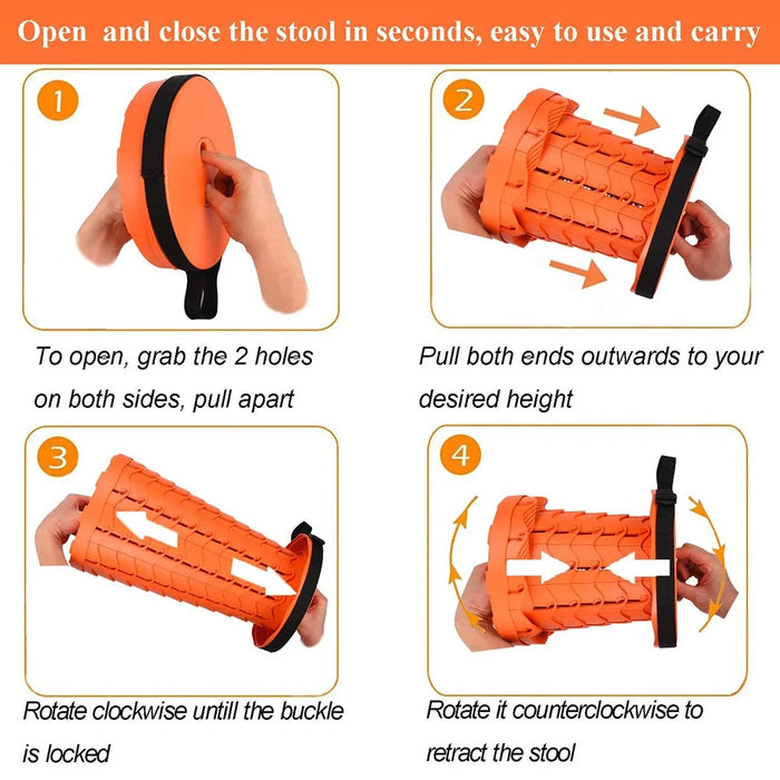 Outdoor Camping Fishing Folding Stool Portable Telescopic Chair with Shoulder Strap - Orange - 4