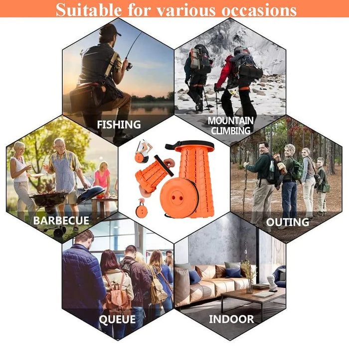 Outdoor Camping Fishing Folding Stool Portable Telescopic Chair with Shoulder Strap - Orange - 6