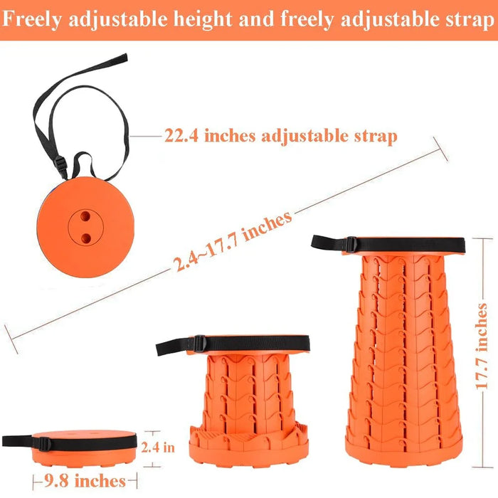 Outdoor Camping Fishing Folding Stool Portable Telescopic Chair with Shoulder Strap - Orange - 7