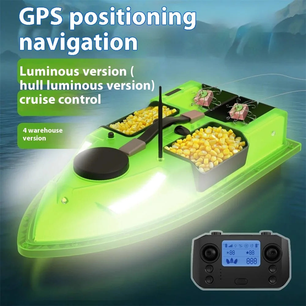 D19Y 4 Bait Slot GPS Positioning Fishing Bait Boat 600M Remote Control for River / Lake, with Light (CE Certified) - EU Plug - 5