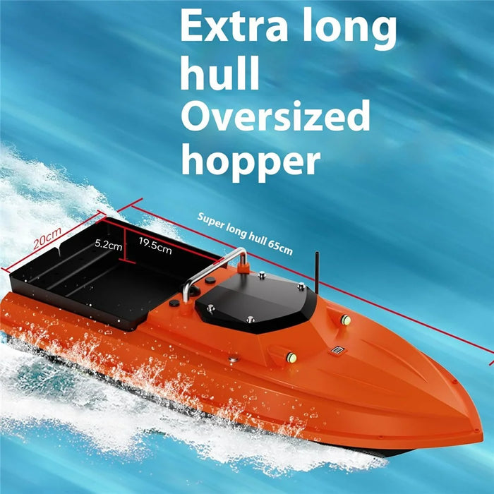 D80B-GPS Dual Antenna 12V Automatic Bait Boat with 100 Fishing Spots for River / Lake / Coastal Waters, Orange (CE Certified) - EU Plug - 7