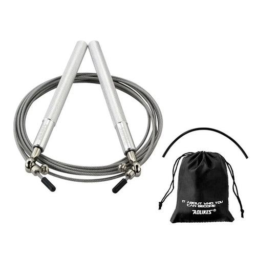 AOLIKES TS-3202 Adult Exercise Jump Rope Adjustable Length Steel Wire Weighted Skipping Rope - Silver - 1