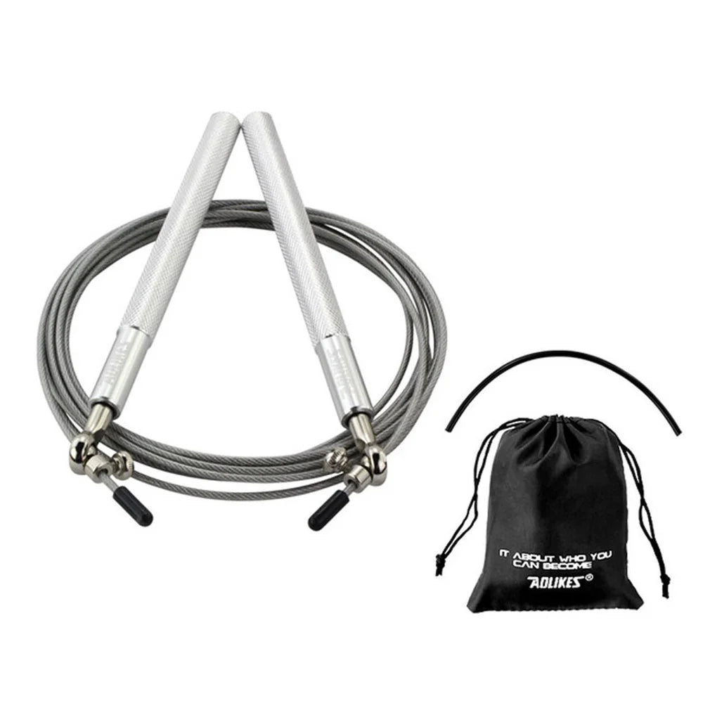 AOLIKES TS-3202 Adult Exercise Jump Rope Adjustable Length Steel Wire Weighted Skipping Rope - Silver - 1