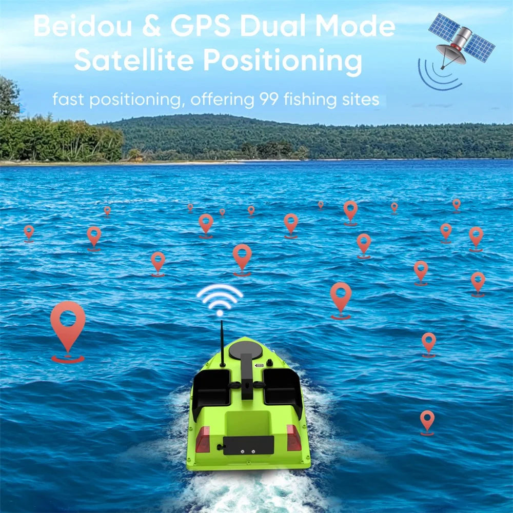 D20 3 Bait Slot GPS Positioning Automatic Return Fishing Bait Boat 600m Remote Control, with Light (CE Certified) - EU Plug - 3
