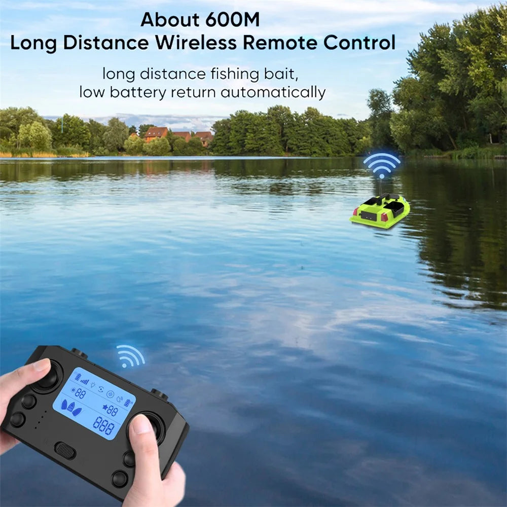 D20 3 Bait Slot GPS Positioning Automatic Return Fishing Bait Boat 600m Remote Control, with Light (CE Certified) - EU Plug - 4
