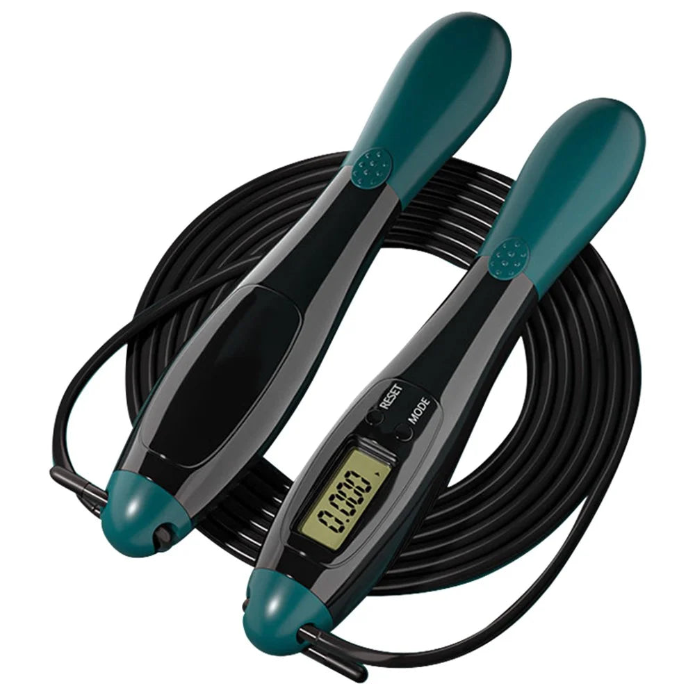 3m Jump Rope with Counter 4 Modes Adjustable Skipping Ropes for Adults Kids Fitness Weight Loss Exercise - Black / Green - 1
