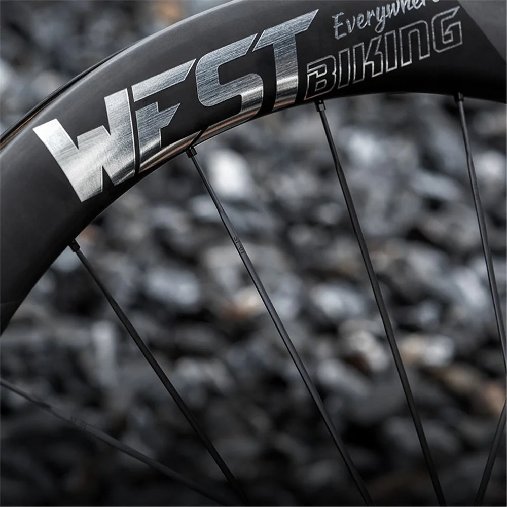 WEST BIKING YP1401038 / YP1401039 2PCS Carbon Fiber Road Bike Wheels 700C Clincher Wheelset - Disc Braking - 7