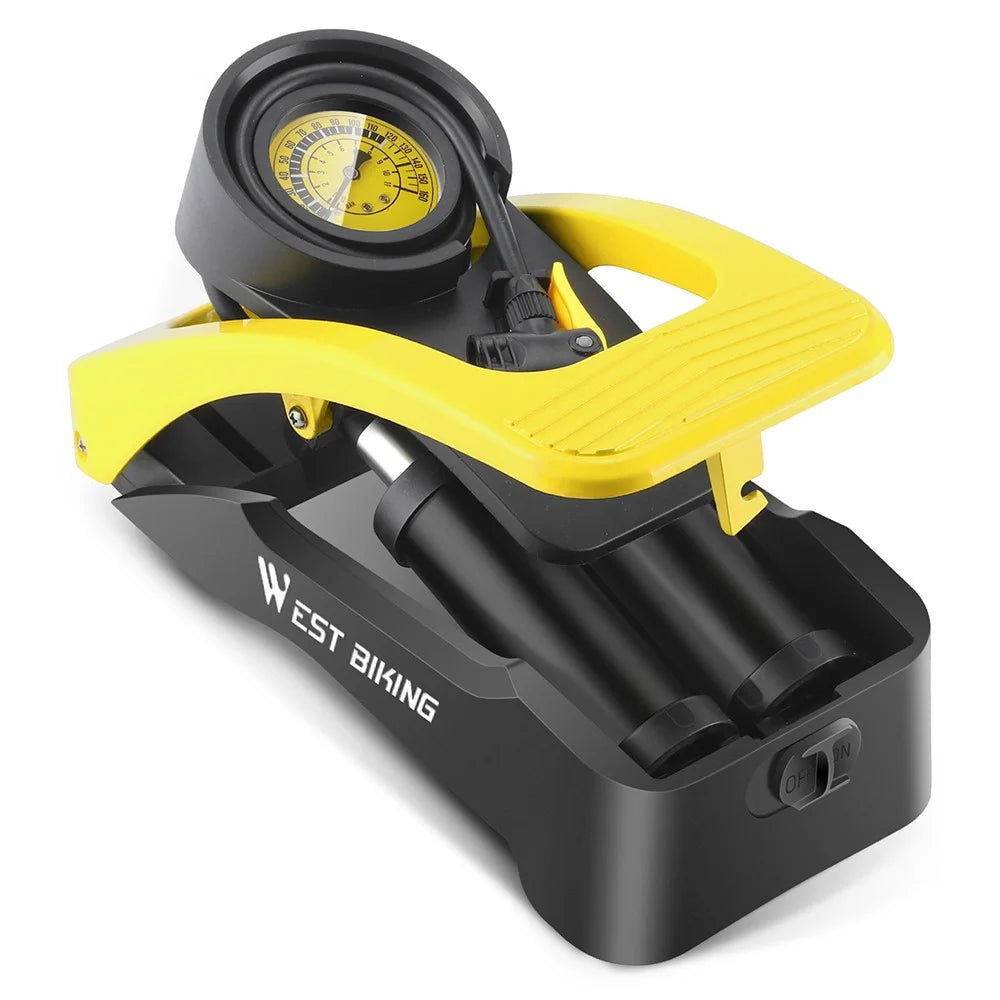 WEST BIKING YP0711168 Dual Cylinder High Pressure Foot Pump for Bicycle / Motorcycle / Car - 1