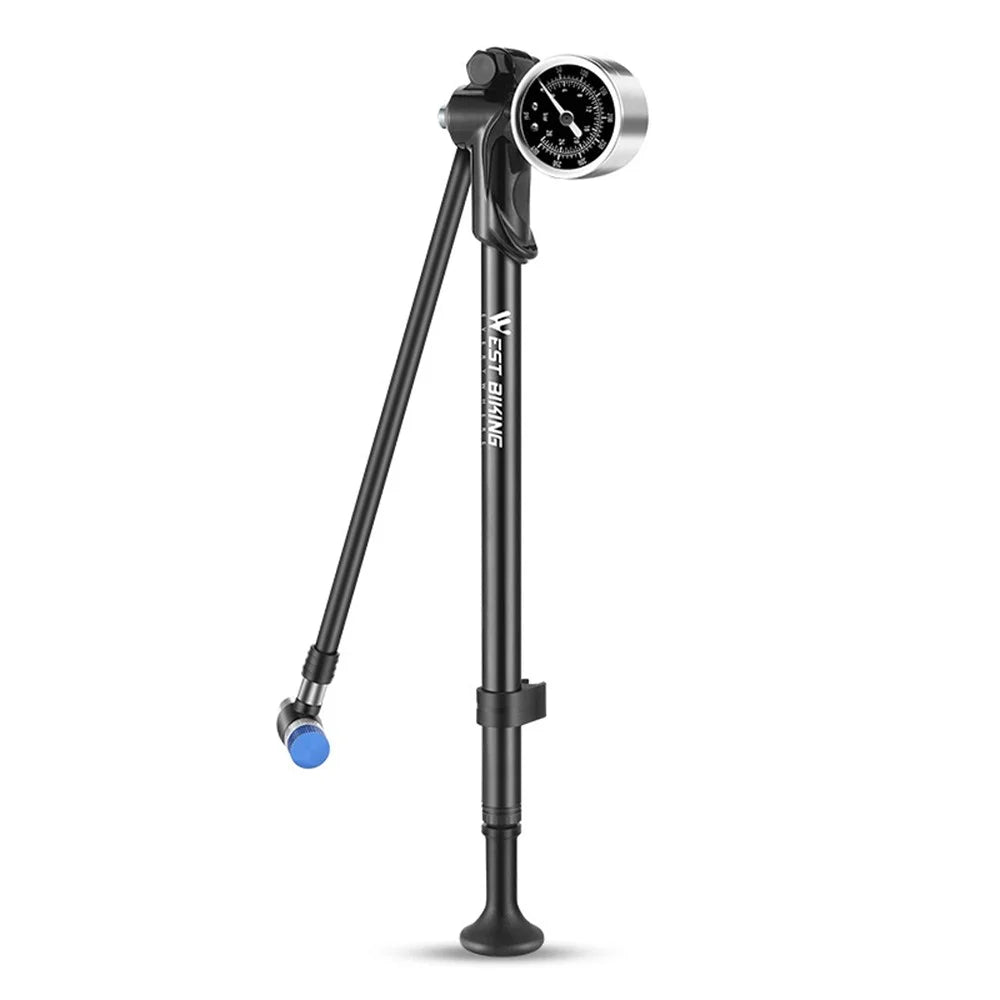 WEST BIKING 400PSI Bike Shock-Absorbed Pump High Pressure Ait Inflator Bicycle Aluminum Alloy Air Pump - 1