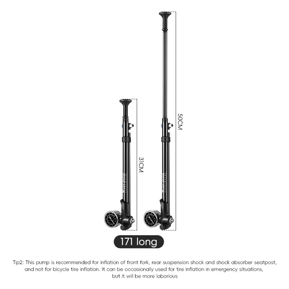 WEST BIKING 400PSI Bike Shock-Absorbed Pump High Pressure Ait Inflator Bicycle Aluminum Alloy Air Pump - 6