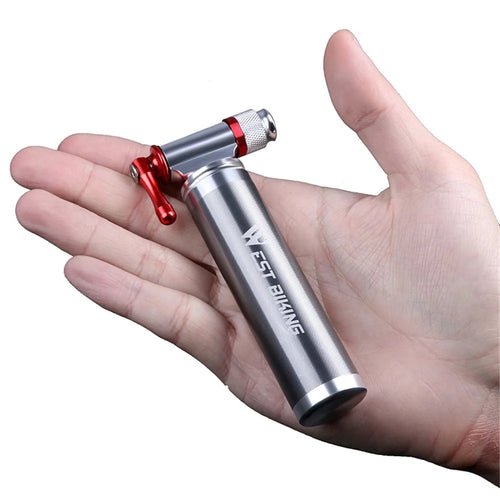 WEST BIKING Portable Bicycle Pump CO2 Inflator Cycling Schrader & Presta Mini Bike Pump No CO2 Cartridge - 1