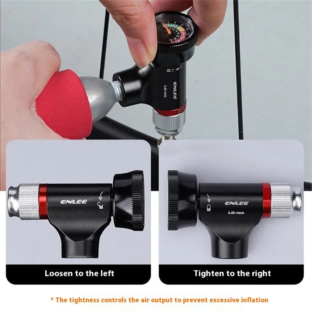 ENLEE Bicycle CO2 Cartridge Pump Nozzle Aluminum Alloy Road MTB Bike Inflating Nozzle - 3