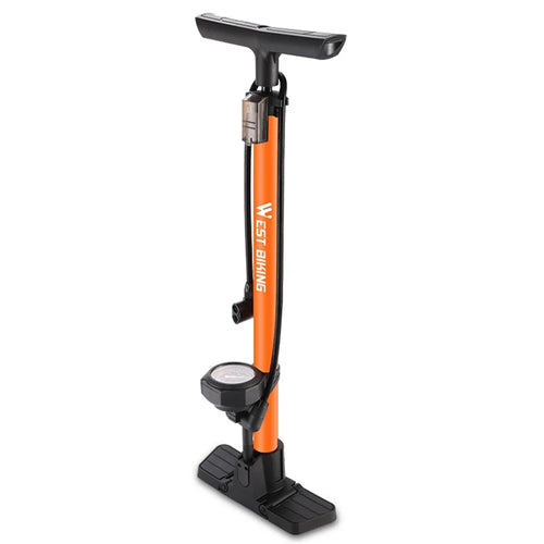 WEST BIKING YP0711181 160PSI Manual Bicycle E-Bike Tire Air Pump with Pressure Gauge - Orange - 1