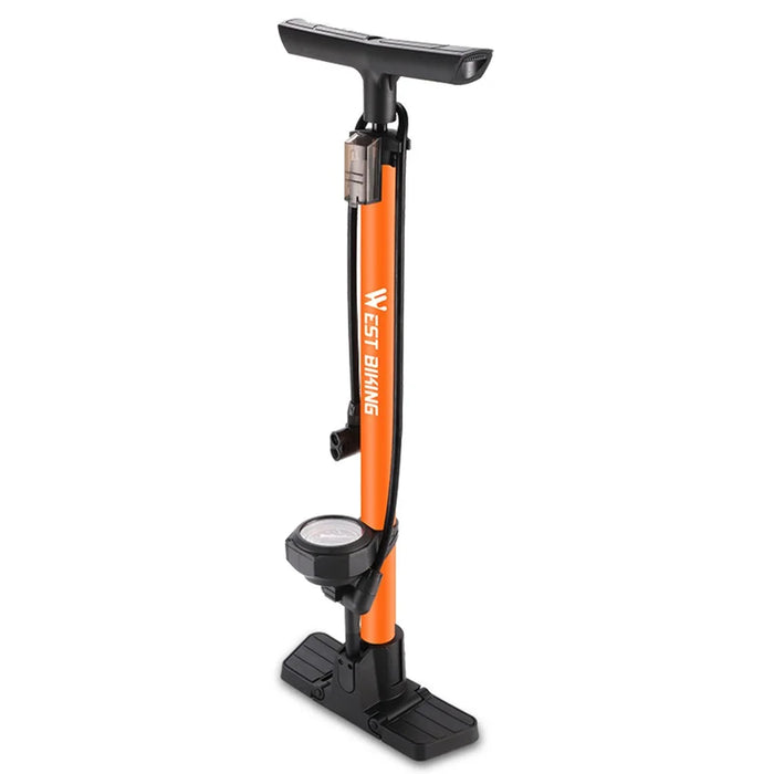 WEST BIKING YP0711181 160PSI Manual Bicycle E-Bike Tire Air Pump with Pressure Gauge - Orange - 1