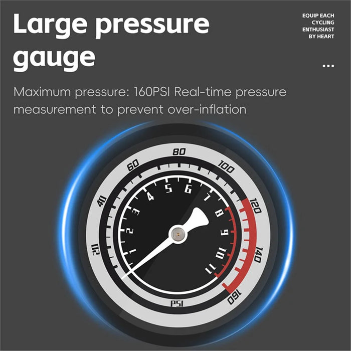 WEST BIKING YP0711181 160PSI Manual Bicycle E-Bike Tire Air Pump with Pressure Gauge - Orange - 3