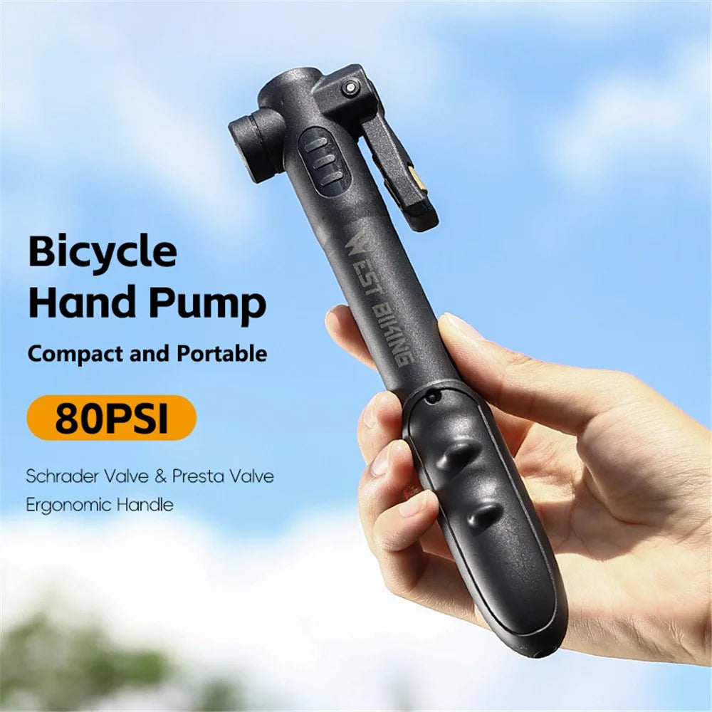 WEST BIKING YP0711182 Portable 80PSI Bicycle Tire Air Pump Mini Plastic Bike Inflator - 2