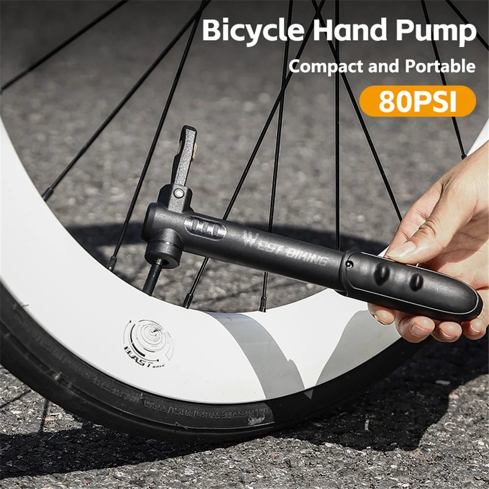 WEST BIKING YP0711182 Portable 80PSI Bicycle Tire Air Pump Mini Plastic Bike Inflator - 7