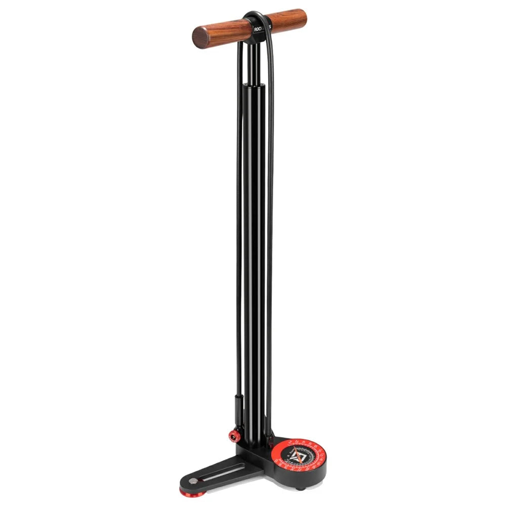 ROCKBROS DLD-1201 For Bicycle Motorcycle High Pressure Floor Pump with Gauge 240 PSI Wooden Handle Inflator - Black - 1