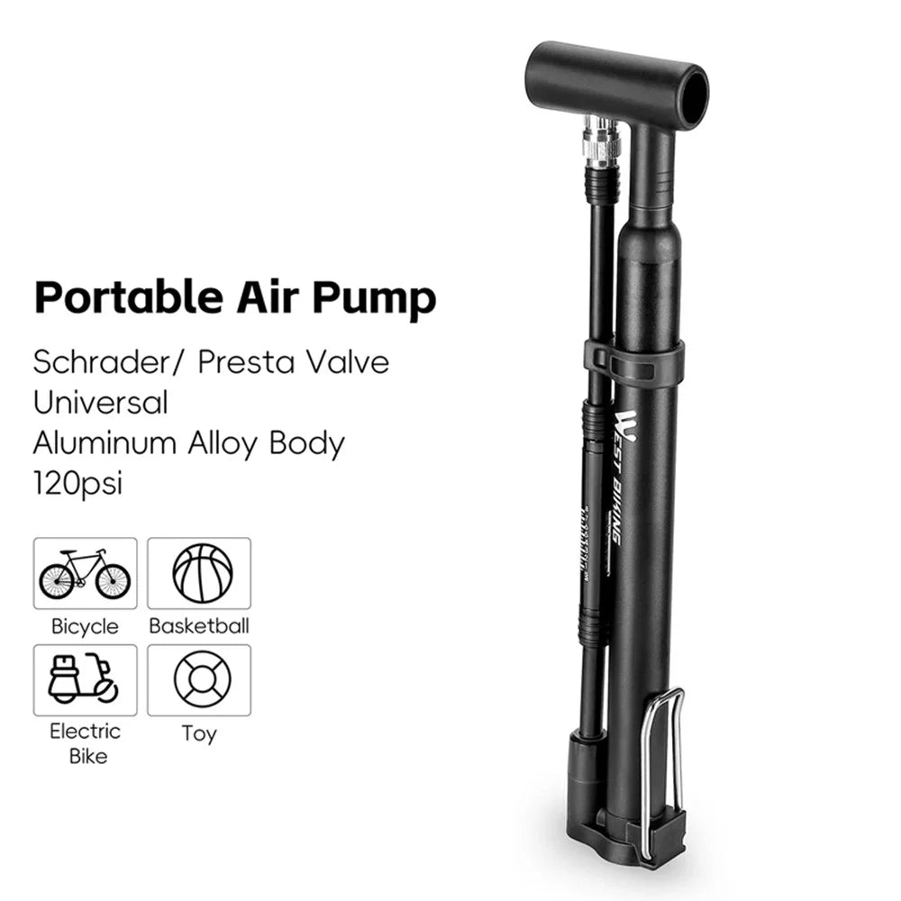 WEST BIKING YP0711190 Portable Bike Pump High Pressure 120PSI Presta Schrader Valve Bicycle Tire Inflator - 3