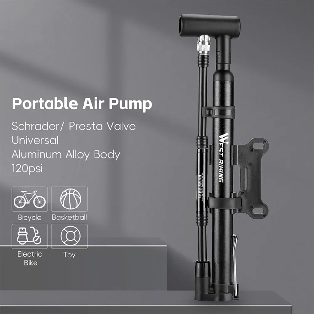 WEST BIKING YP0711190 Portable Bike Pump High Pressure 120PSI Presta Schrader Valve Bicycle Tire Inflator - 4