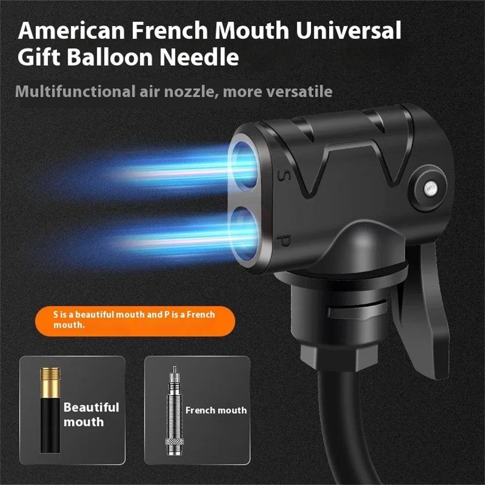 WEST BIKING YP0711133 Portable Mini Bike Pump with Flexible Hose Aluminum Alloy Outdoor Cycling Inflator - Black - 5