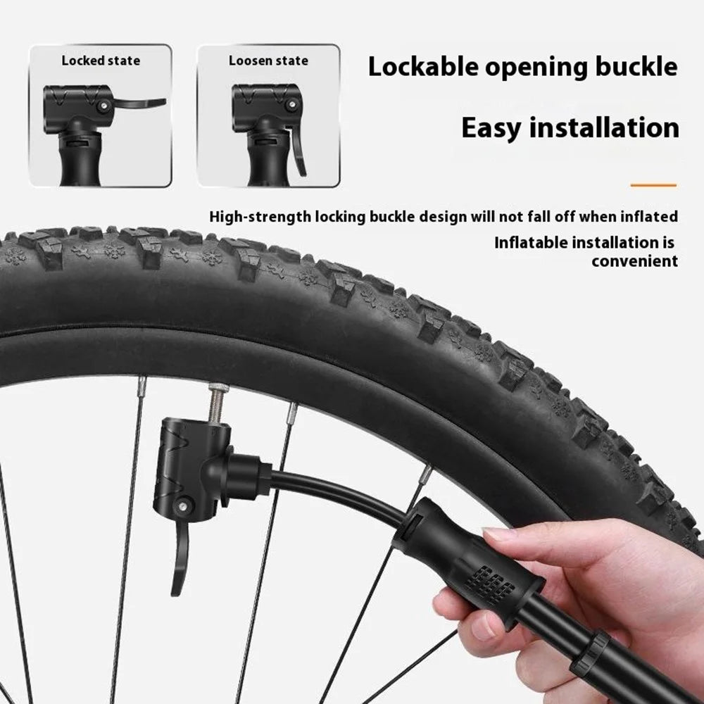 WEST BIKING YP0711133 Portable Mini Bike Pump with Flexible Hose Aluminum Alloy Outdoor Cycling Inflator - Black - 7