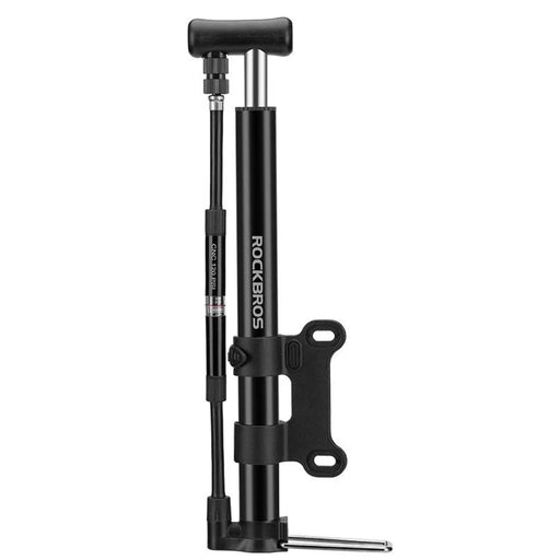 ROCKBROS MTB Road Bike 120PSI Portable Mini Pump Presta Schrader Valve Inflator with Pressure Gauge - Black - 1