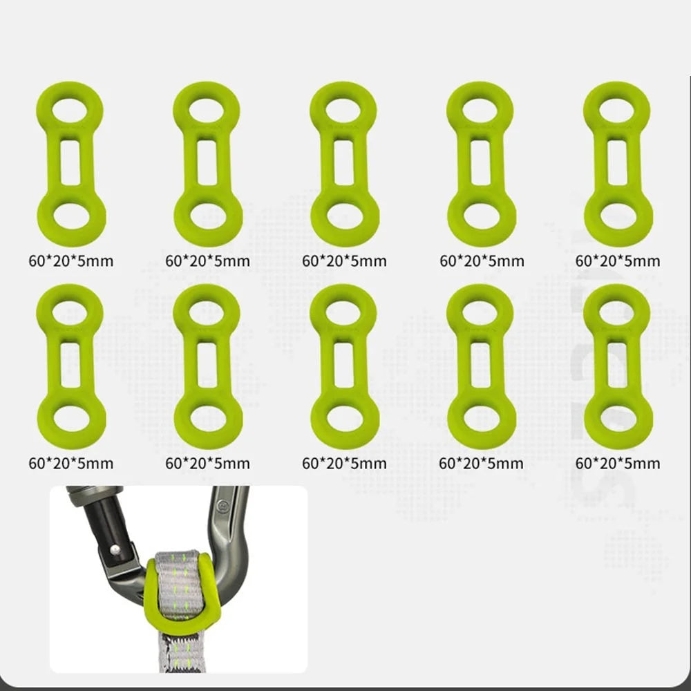XINDA XD-PJ295 10Pcs Outdoor Rock Climbing Quick Draw Positioning Silicone Ring 8-Shape Rubber Sleeve - Green - 6
