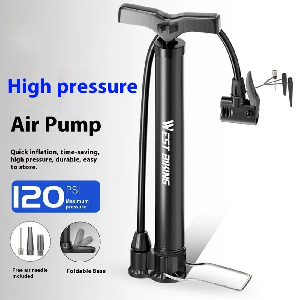 WEST BIKING YP0711041 Classic Version Bike Pump 120 PSI High Pressure Portable Inflator for Bicycle Electric Vehicle Basketball - 2