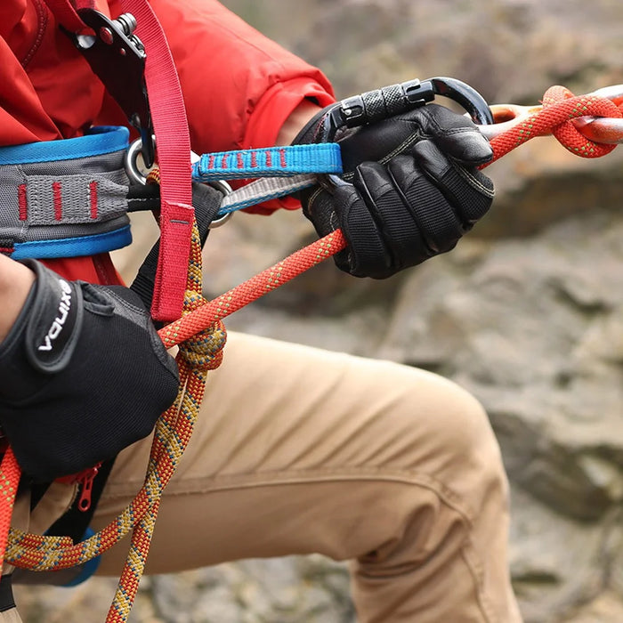 XINDA H-STO1 Goatskin Leather Gloves for Outdoor Rappelling Climbing Training Full Finger Protective Mittens - Black / S - 2