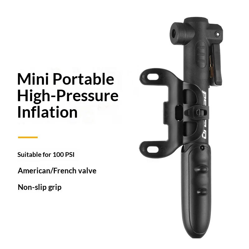 BENGGUO BG-1688 100 PSI Air Pump Compatible with Presta/Schrader Dual Valve Portable Bike Pump with Bracket - 2