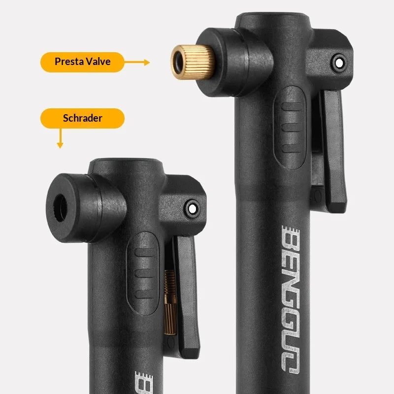 BENGGUO BG-1688 100 PSI Air Pump Compatible with Presta/Schrader Dual Valve Portable Bike Pump with Bracket - 6